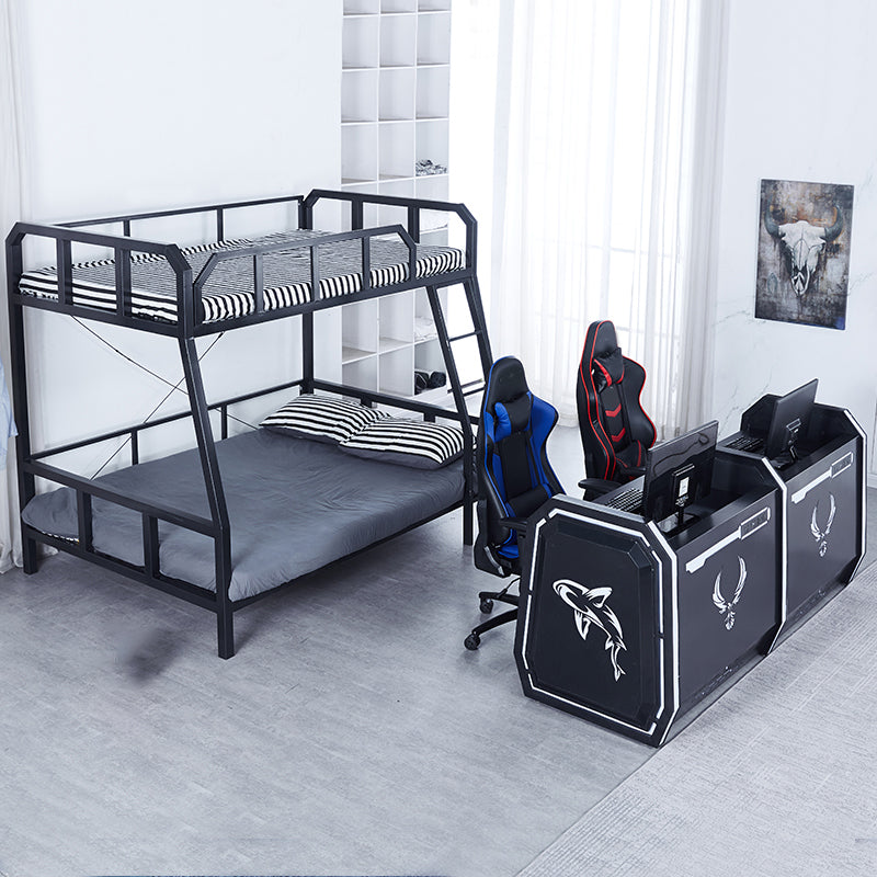 Queen Over Queen Standard Bunk Bed Modern Metal Bunk Bed in Black