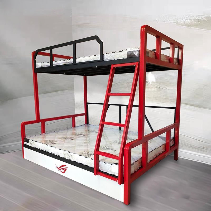 Queen Over Queen Standard Bunk Bed Modern Metal Bunk Bed in Black