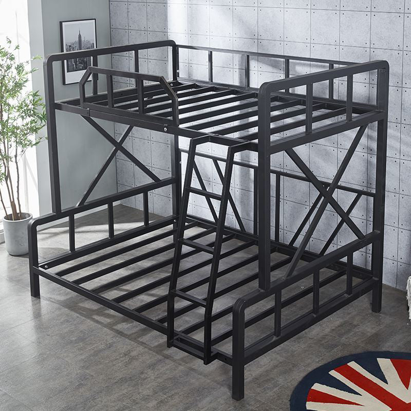 Queen Over Queen Standard Bunk Bed Modern Metal Bunk Bed in Black