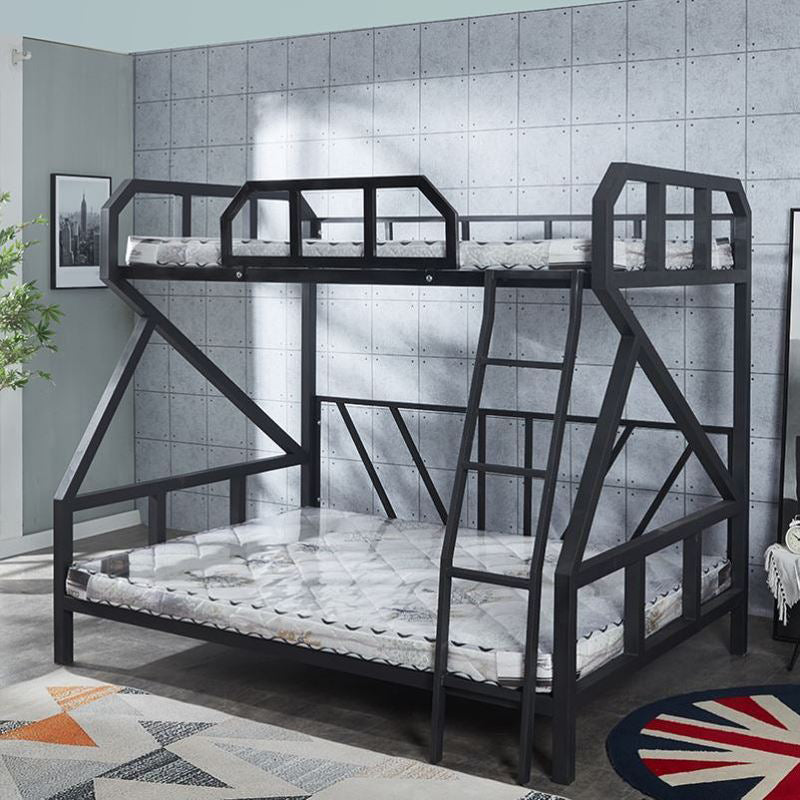 Queen Over Queen Standard Bunk Bed Modern Metal Bunk Bed in Black