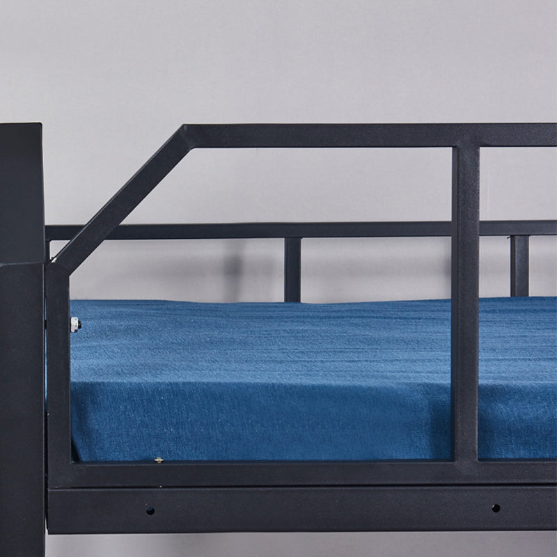 Queen Over Queen Standard Bunk Bed Modern Metal Bunk Bed in Black