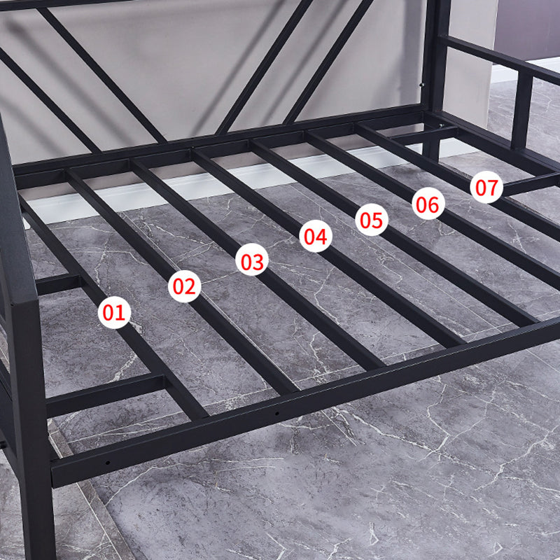 Queen Over Queen Standard Bunk Bed Modern Metal Bunk Bed in Black