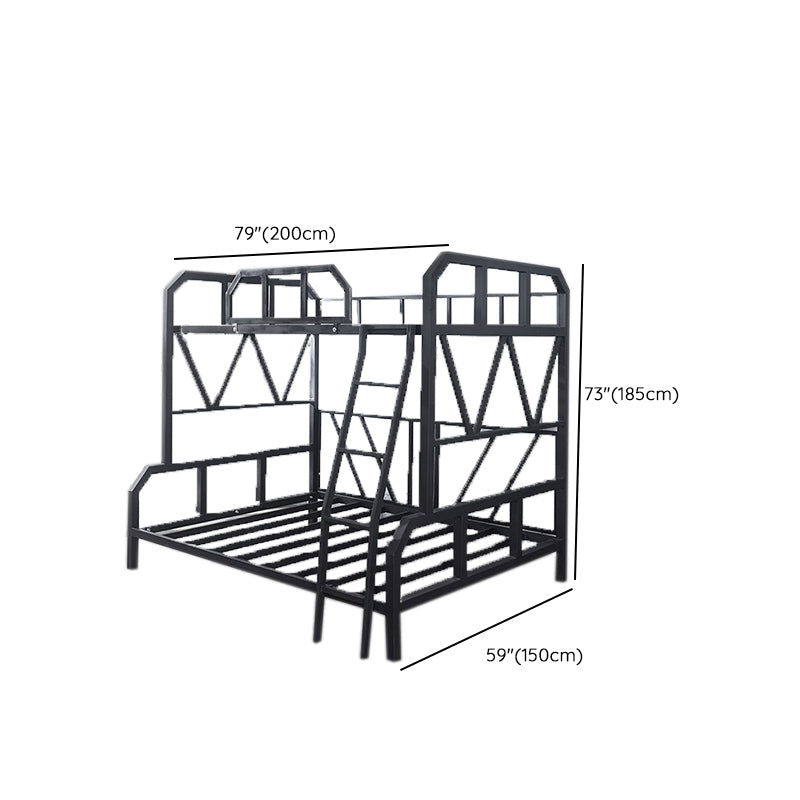 Queen Over Queen Standard Bunk Bed Modern Metal Bunk Bed in Black