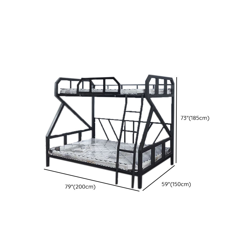 Queen Over Queen Standard Bunk Bed Modern Metal Bunk Bed in Black