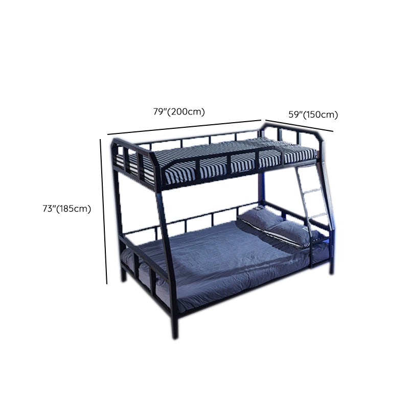 Queen Over Queen Standard Bunk Bed Modern Metal Bunk Bed in Black