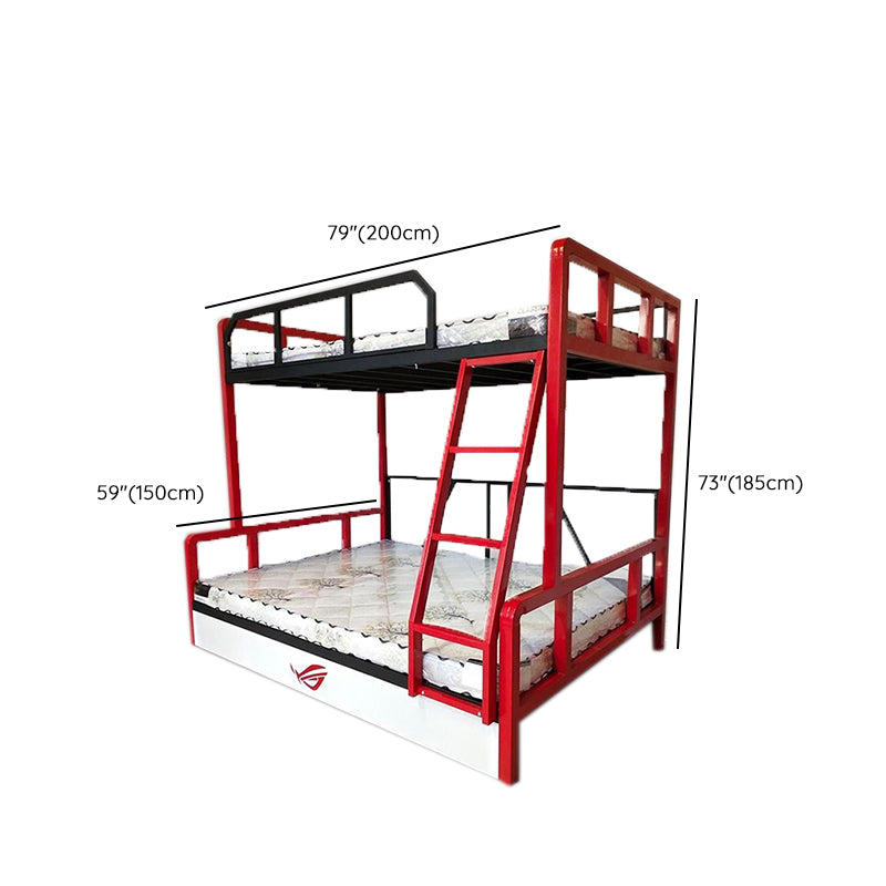 Queen Over Queen Standard Bunk Bed Modern Metal Bunk Bed in Black