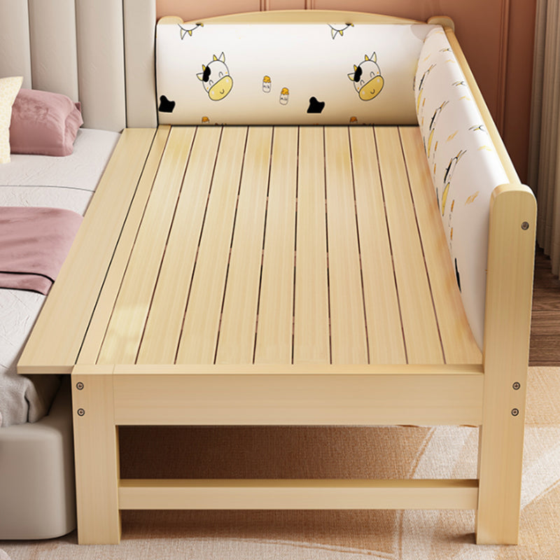 Scandinavian Pine Wood Kids Bed in Natural with Guardrails and Mattress