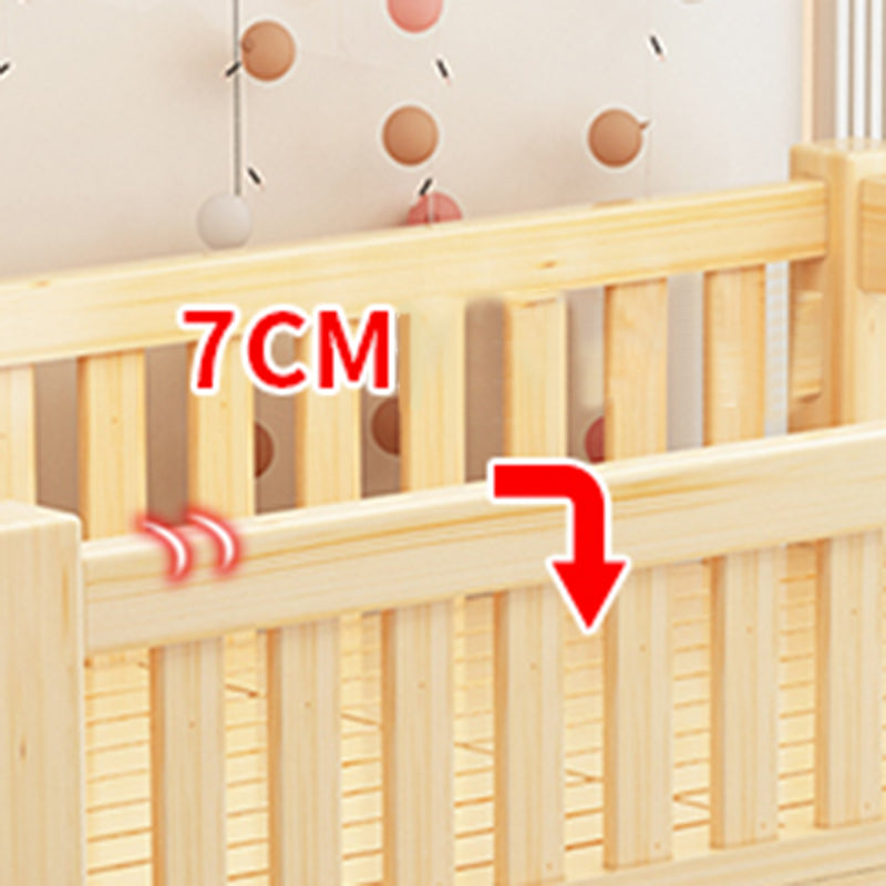 Scandinavian Bunk Bed Natural Solid Wood Kids Bed with Guardrail