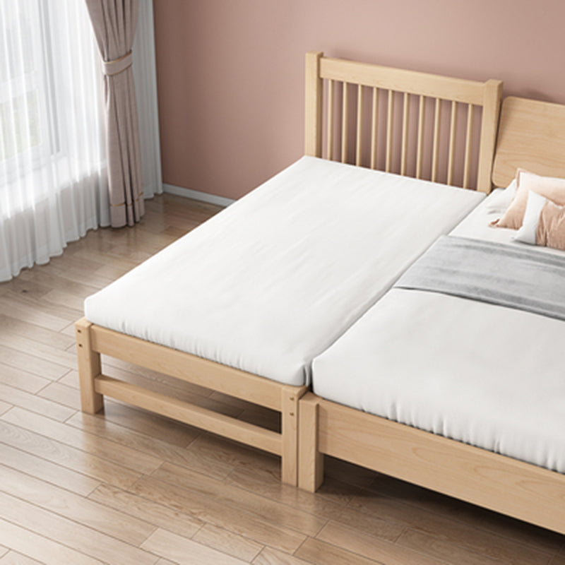 Modern Solid Wood Panel Bed Beech Wood Kids Bed with Guardrail