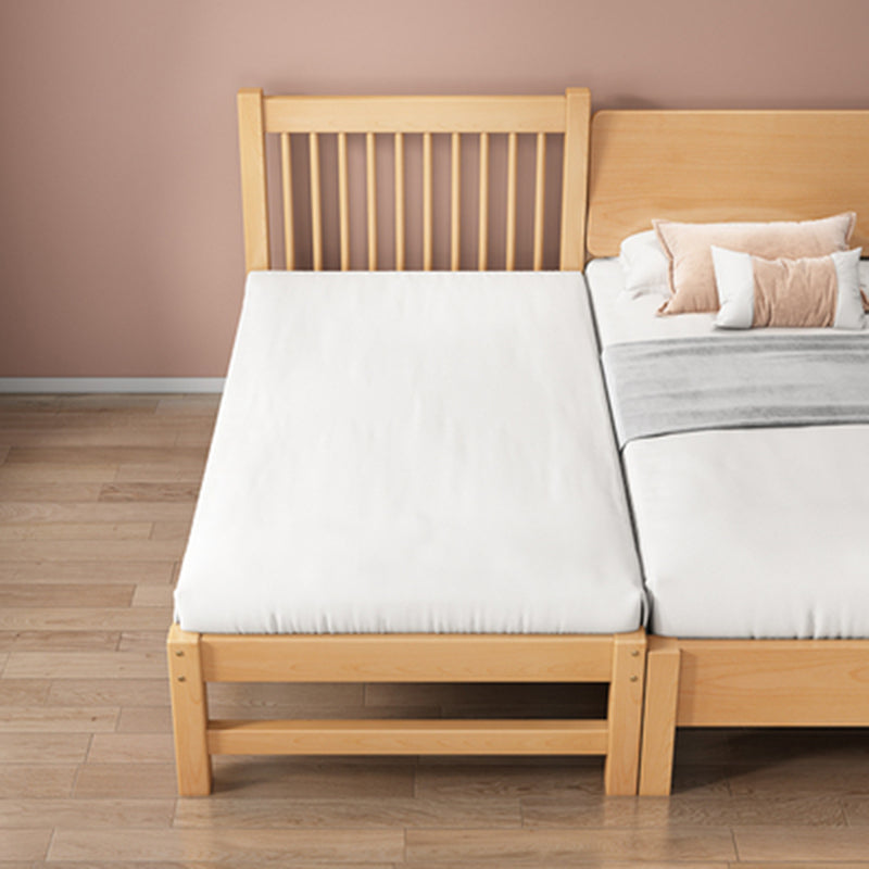 Modern Solid Wood Panel Bed Beech Wood Kids Bed with Guardrail