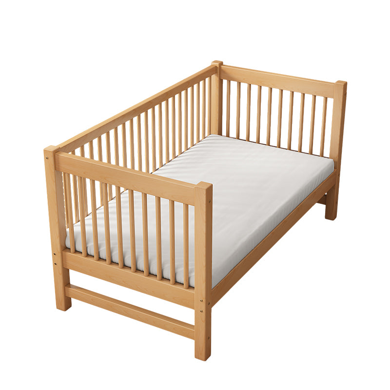 Modern Solid Wood Panel Bed Beech Wood Kids Bed with Guardrail