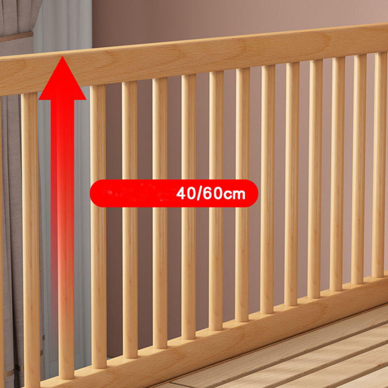 Modern Solid Wood Panel Bed Beech Wood Kids Bed with Guardrail