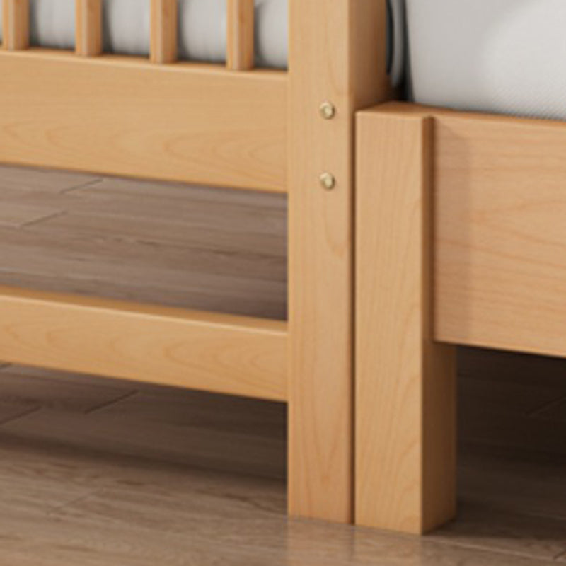 Modern Solid Wood Panel Bed Beech Wood Kids Bed with Guardrail