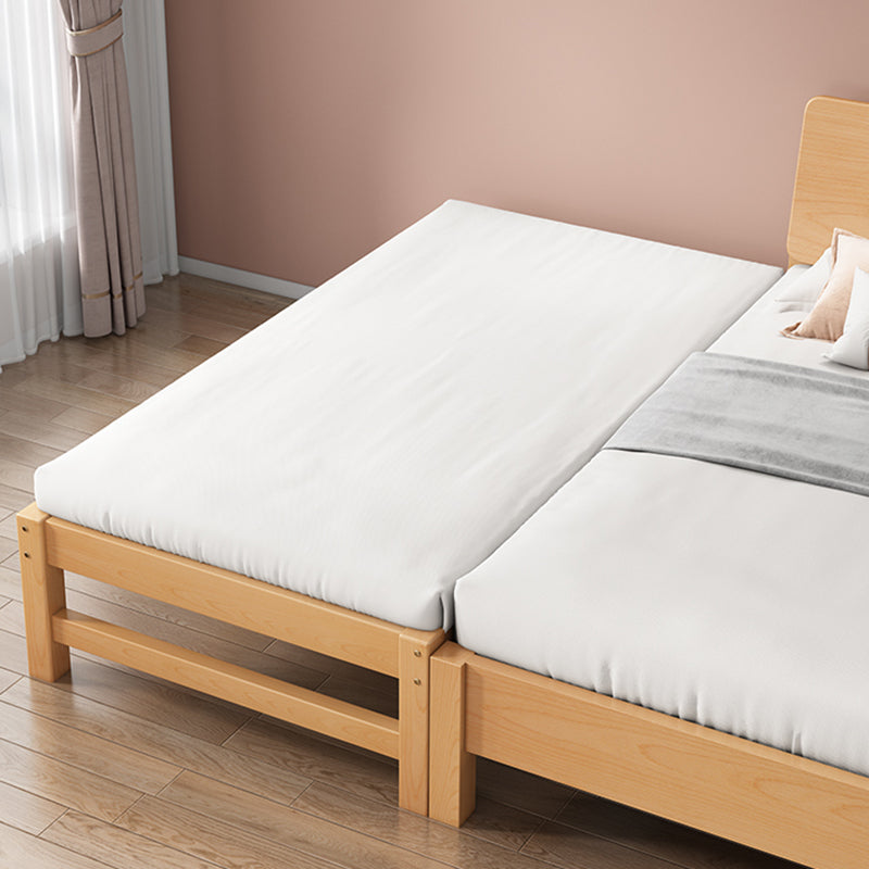 Modern Solid Wood Panel Bed Beech Wood Kids Bed with Guardrail