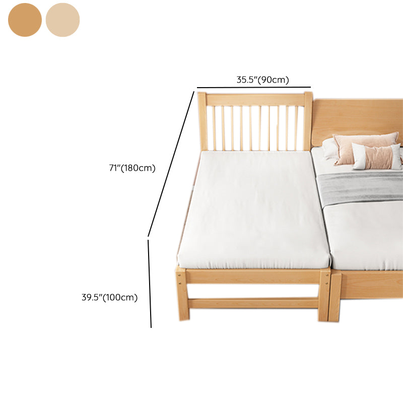 Modern Solid Wood Panel Bed Beech Wood Kids Bed with Guardrail