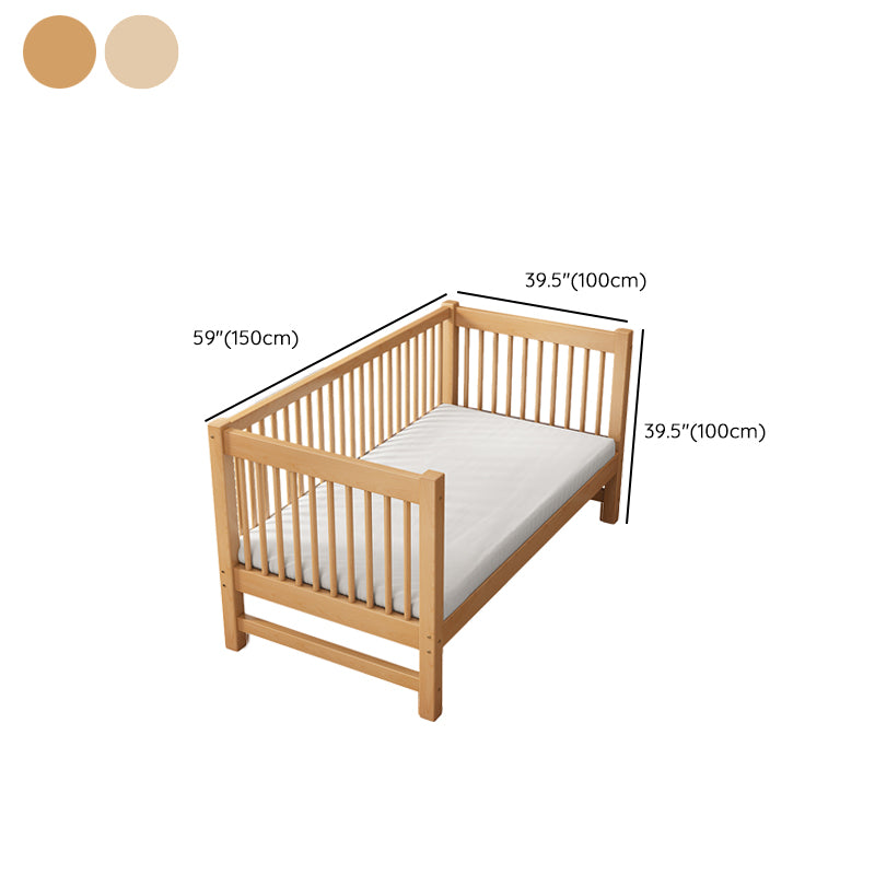 Modern Solid Wood Panel Bed Beech Wood Kids Bed with Guardrail