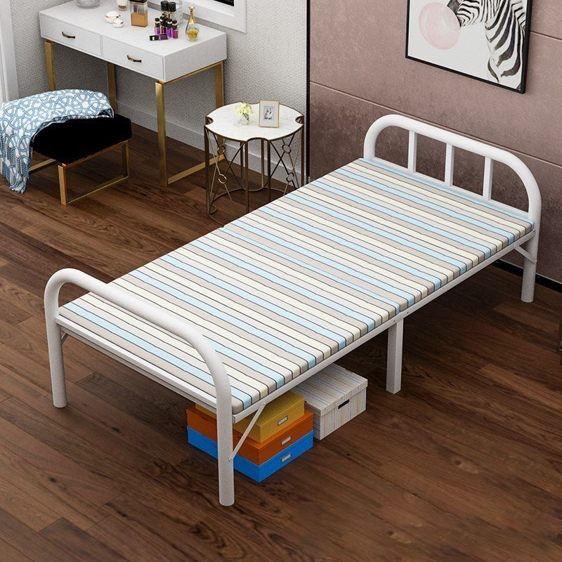 Scandinavian Standard Bed Metal Slat Headboard Kids Bed in White