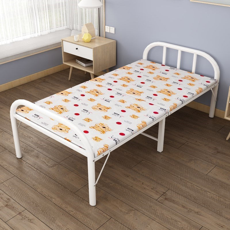 Scandinavian Standard Bed Metal Slat Headboard Kids Bed in White