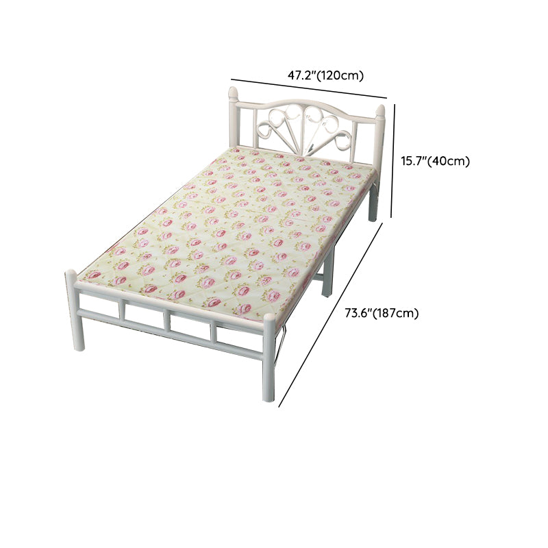 Scandinavian Standard Bed Metal Slat Headboard Kids Bed in White