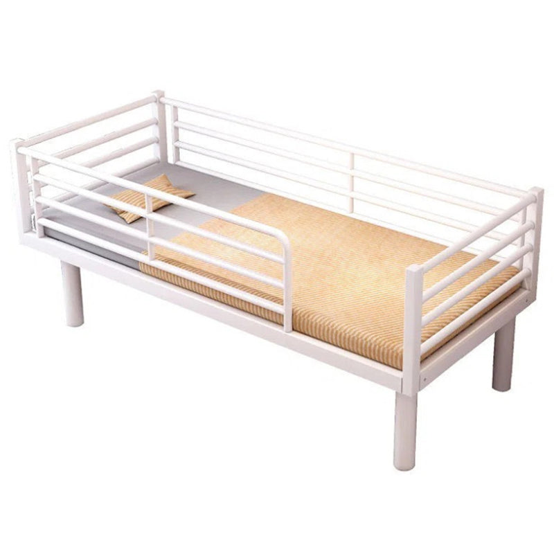 Scandinavian Style Metal Kid Bed White Daybed with Guardrail