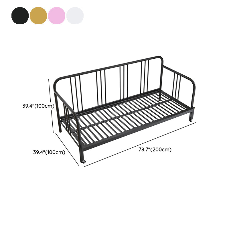 Scandinavian Iron Solid Color Daybed with Slat Headboard Kid Bed