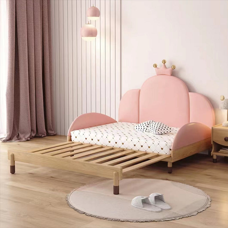 Modern Convertible Daybed in Pink Upholstered Bed Frame for Girls