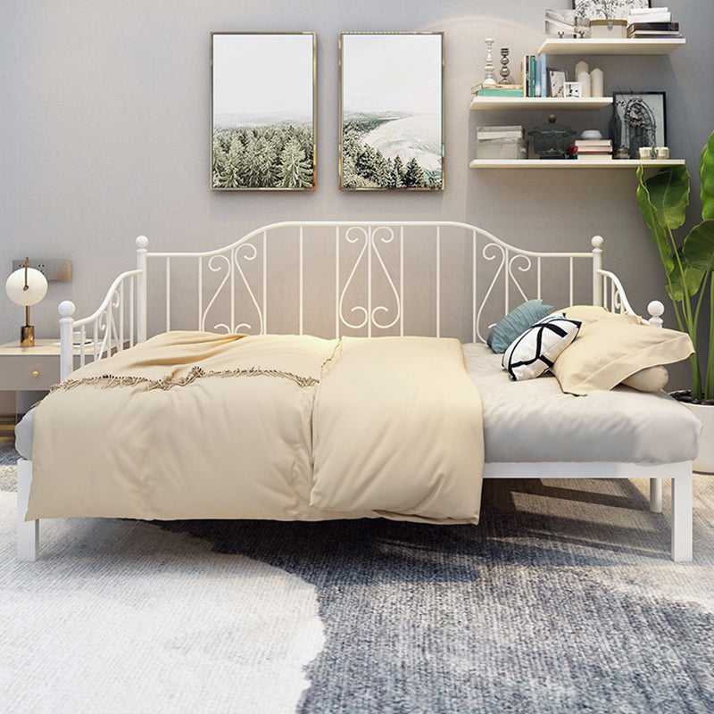 Metal Contemporary Full-Size Bed Open Frame Iron Daybed with Mattress