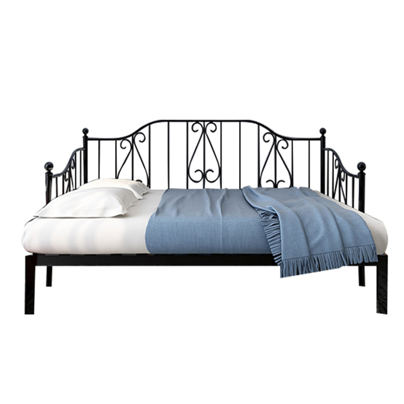 Metal Contemporary Full-Size Bed Open Frame Iron Daybed with Mattress