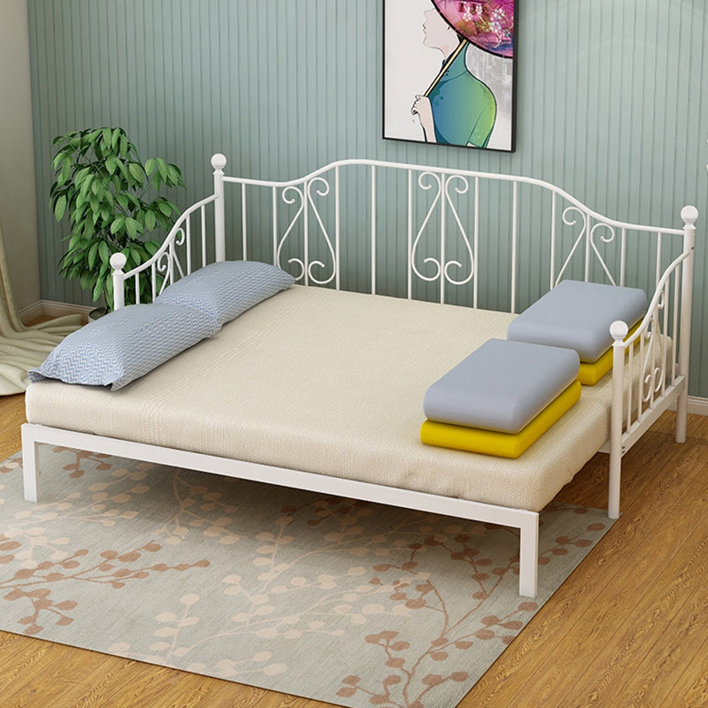 Metal Contemporary Full-Size Bed Open Frame Iron Daybed with Mattress