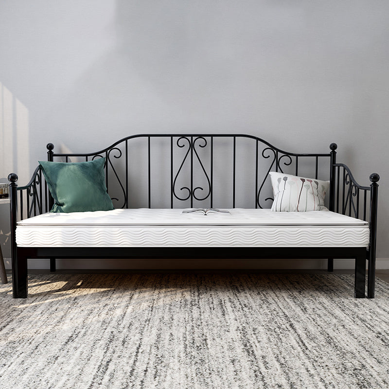 Metal Contemporary Full-Size Bed Open Frame Iron Daybed with Mattress