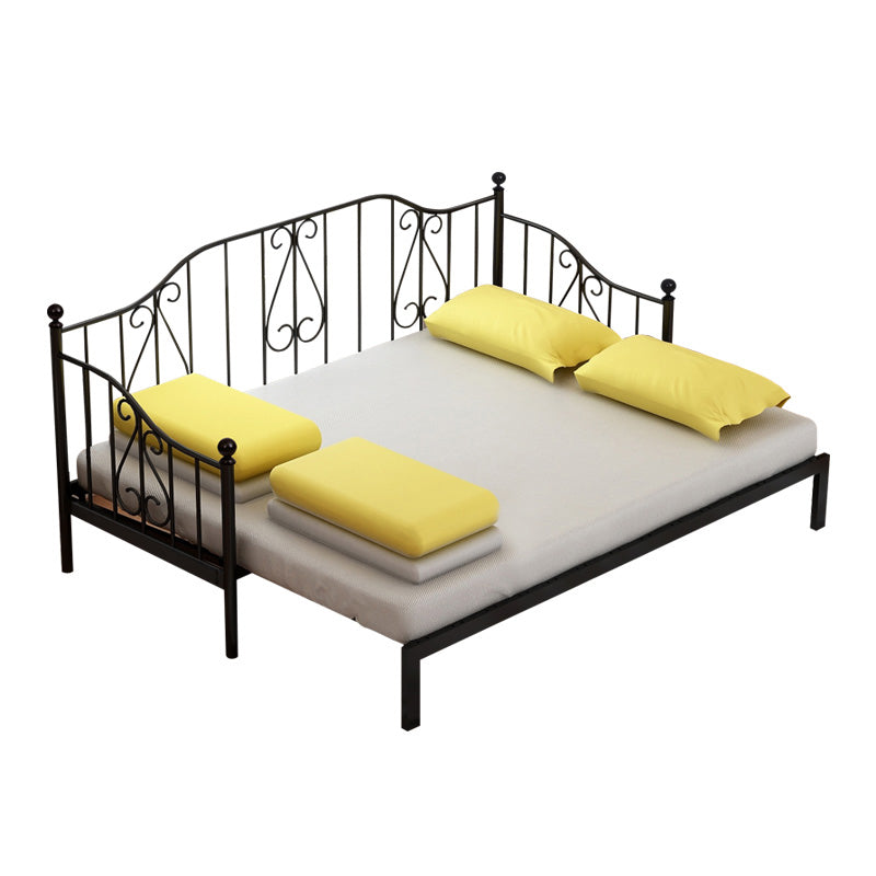 Metal Contemporary Full-Size Bed Open Frame Iron Daybed with Mattress