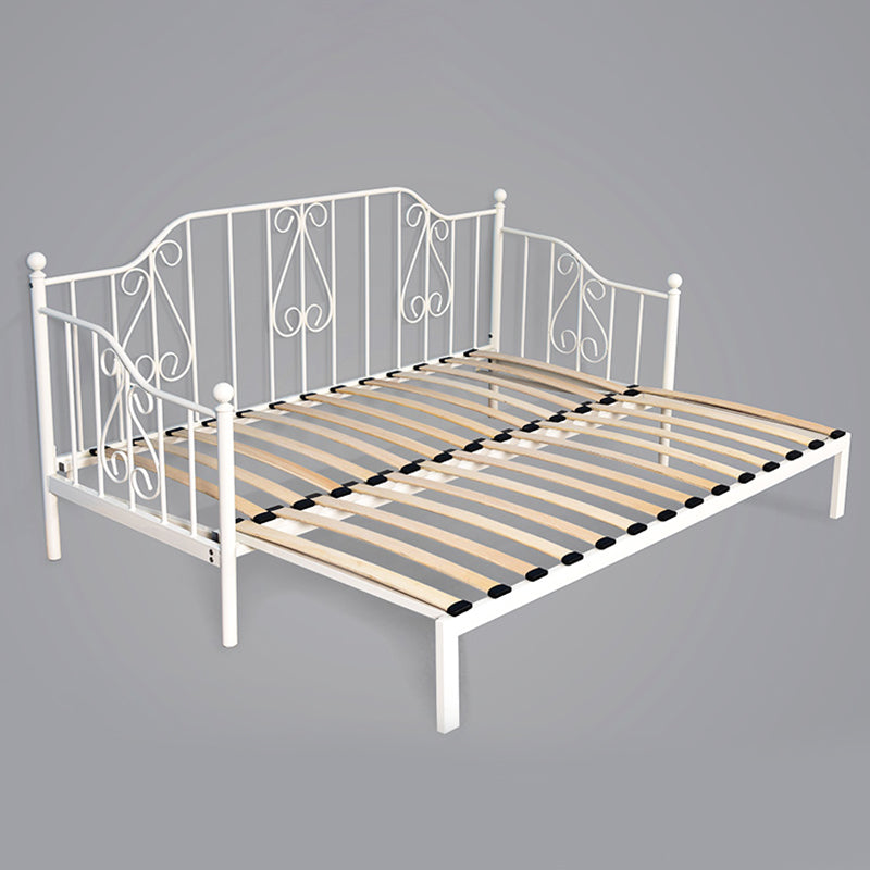 Metal Contemporary Full-Size Bed Open Frame Iron Daybed with Mattress