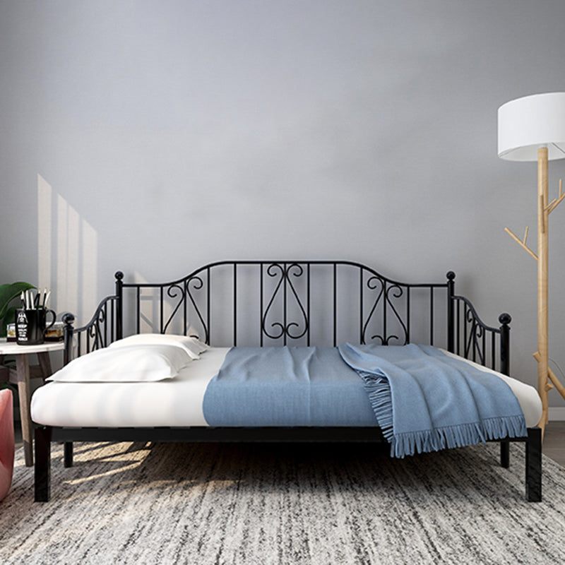 Metal Contemporary Full-Size Bed Open Frame Iron Daybed with Mattress