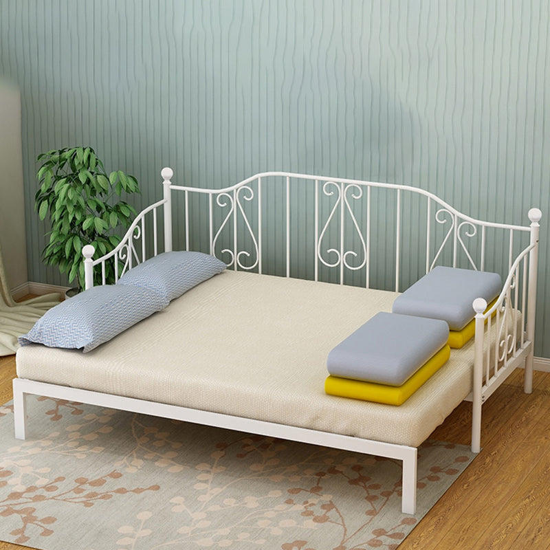 Metal Contemporary Full-Size Bed Open Frame Iron Daybed with Mattress