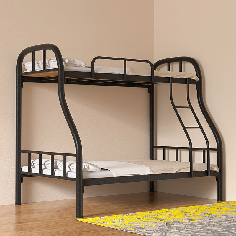 Contemporary Bunk Bed Metal Slat Headboard with Guardrail Kids Bed