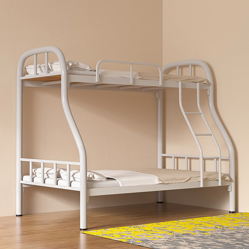 Contemporary Bunk Bed Metal Slat Headboard with Guardrail Kids Bed