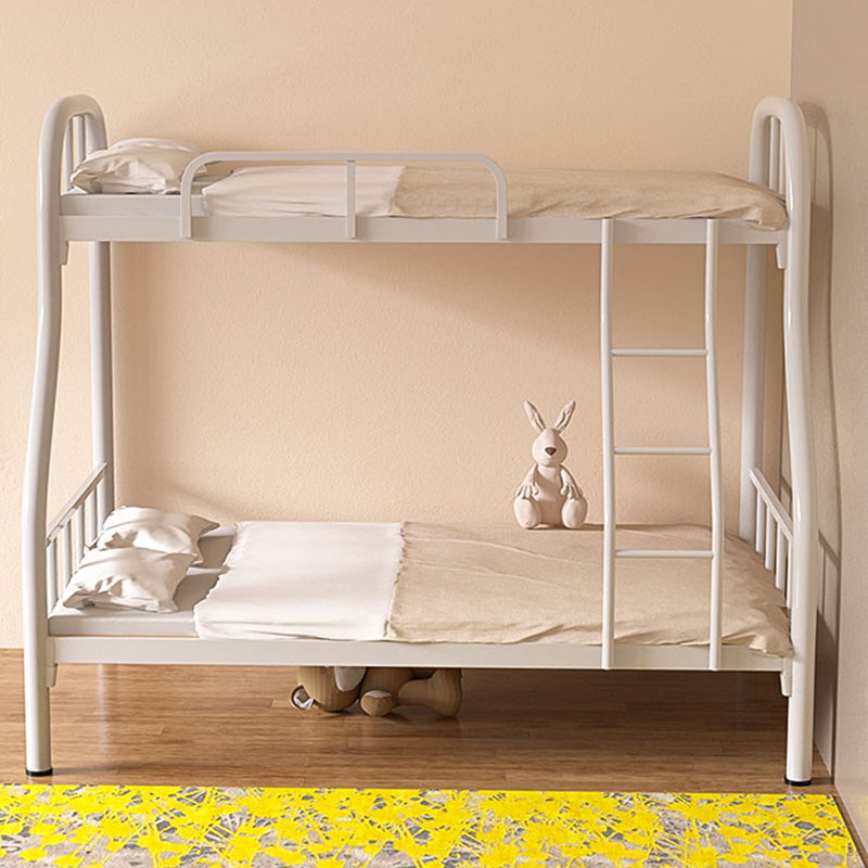 Contemporary Bunk Bed Metal Slat Headboard with Guardrail Kids Bed