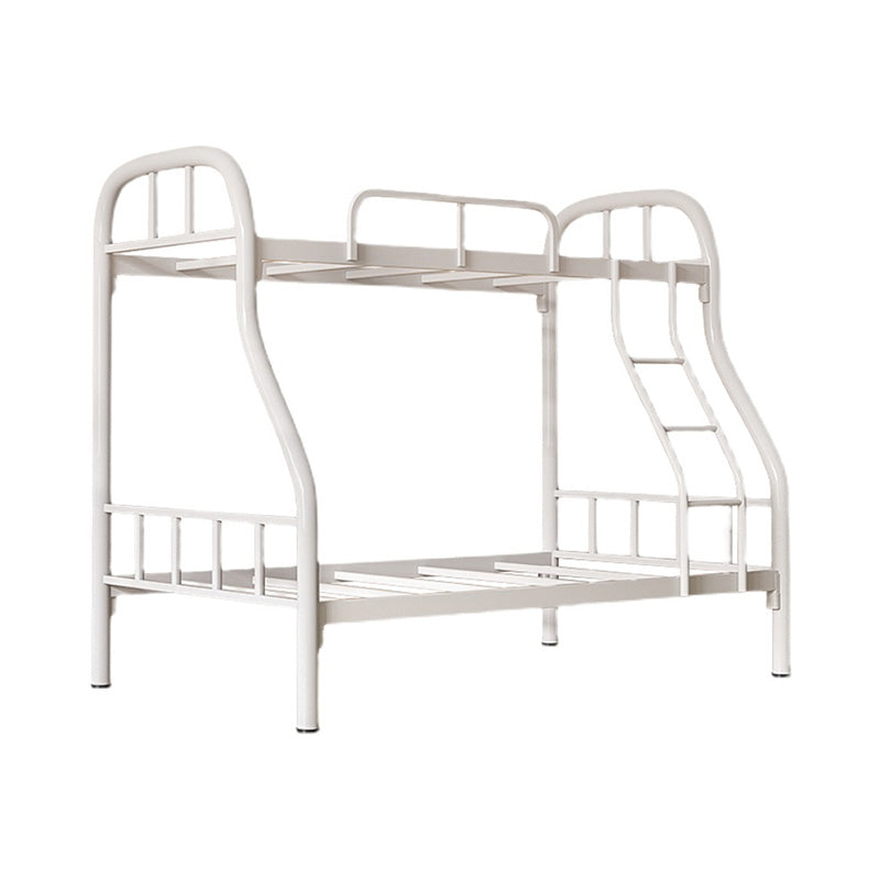 Contemporary Bunk Bed Metal Slat Headboard with Guardrail Kids Bed