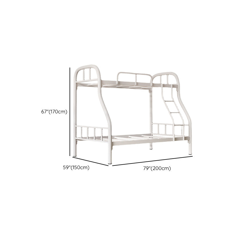 Contemporary Bunk Bed Metal Slat Headboard with Guardrail Kids Bed