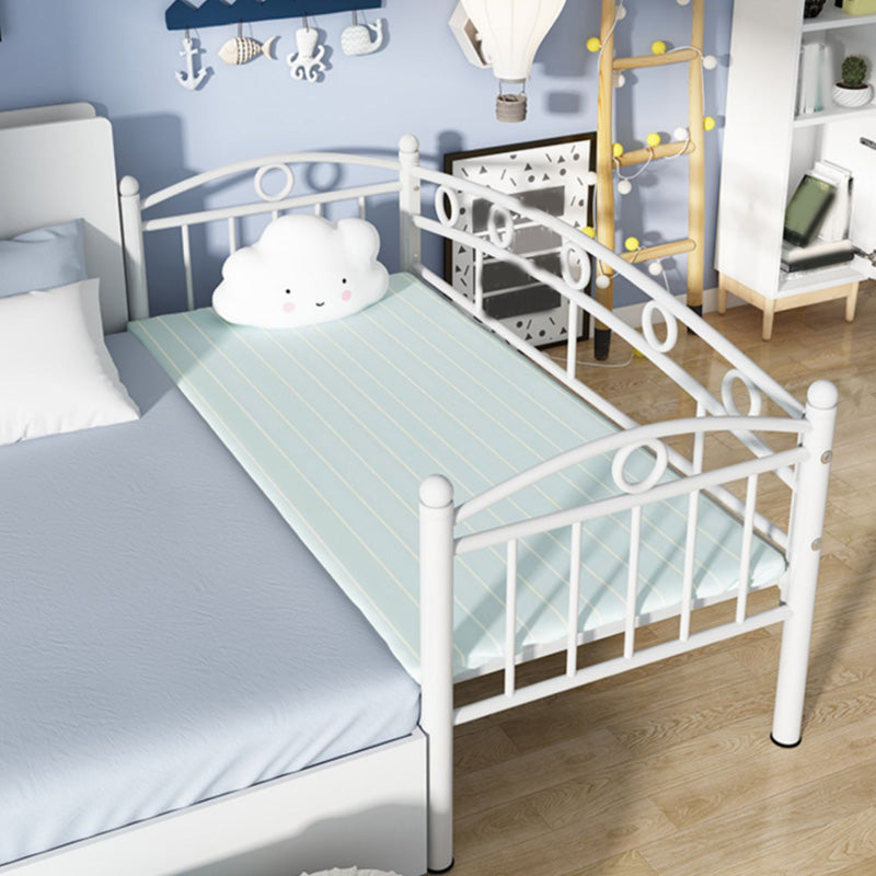 Industrial Iron Slat Headboard with Guardrail White No Theme Toddler Bed