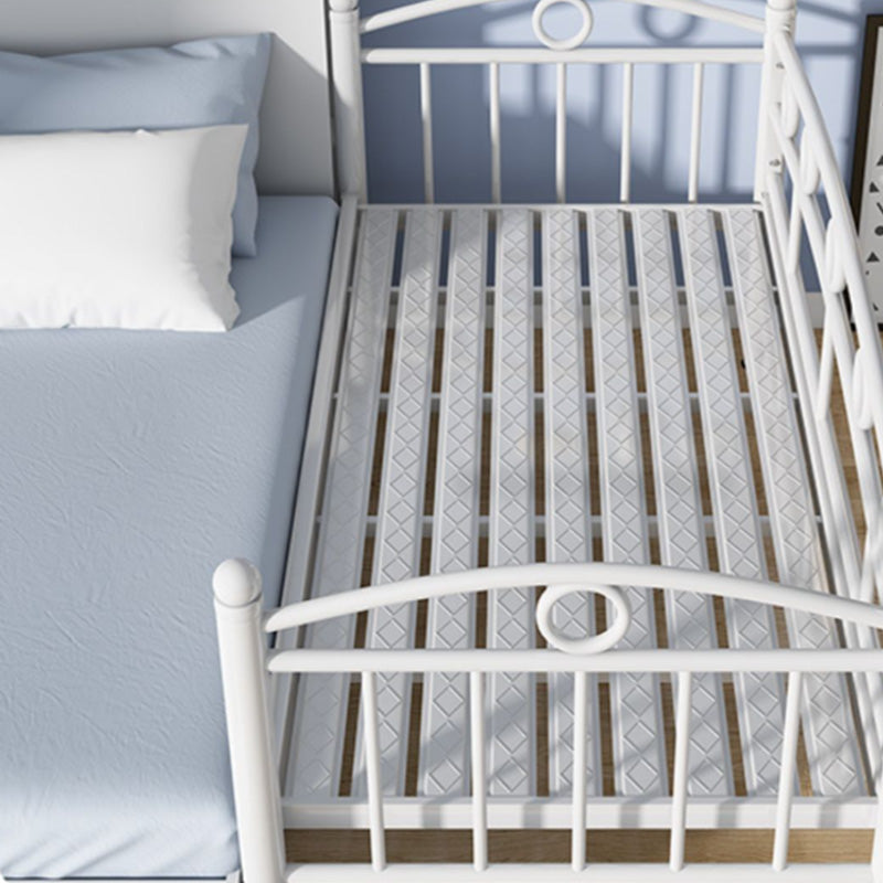 Industrial Iron Slat Headboard with Guardrail White No Theme Toddler Bed