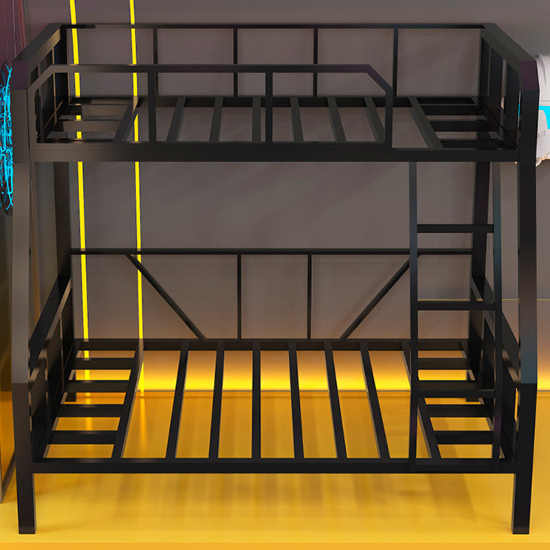 Contemporary Black Bunk Bed in Metal with Guardrail and Built-In Ladder