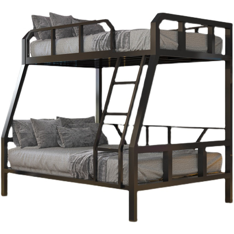 Contemporary Black Bunk Bed in Metal with Guardrail and Built-In Ladder