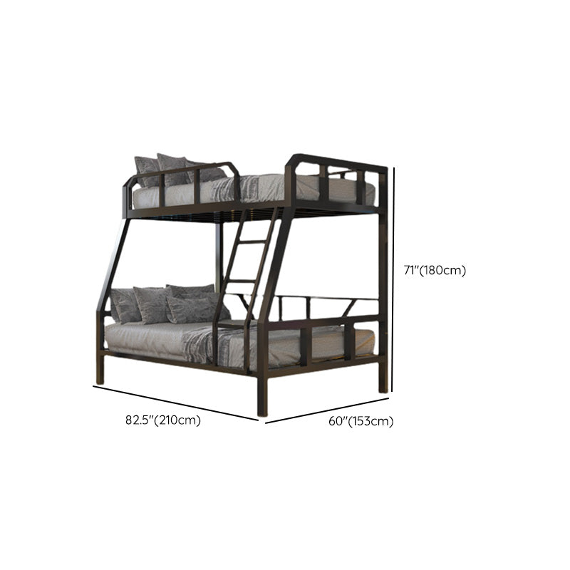 Contemporary Black Bunk Bed in Metal with Guardrail and Built-In Ladder