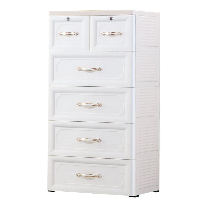 Contemporary Plastic Baby Dresser Vertical Kids Furniture with Drawers