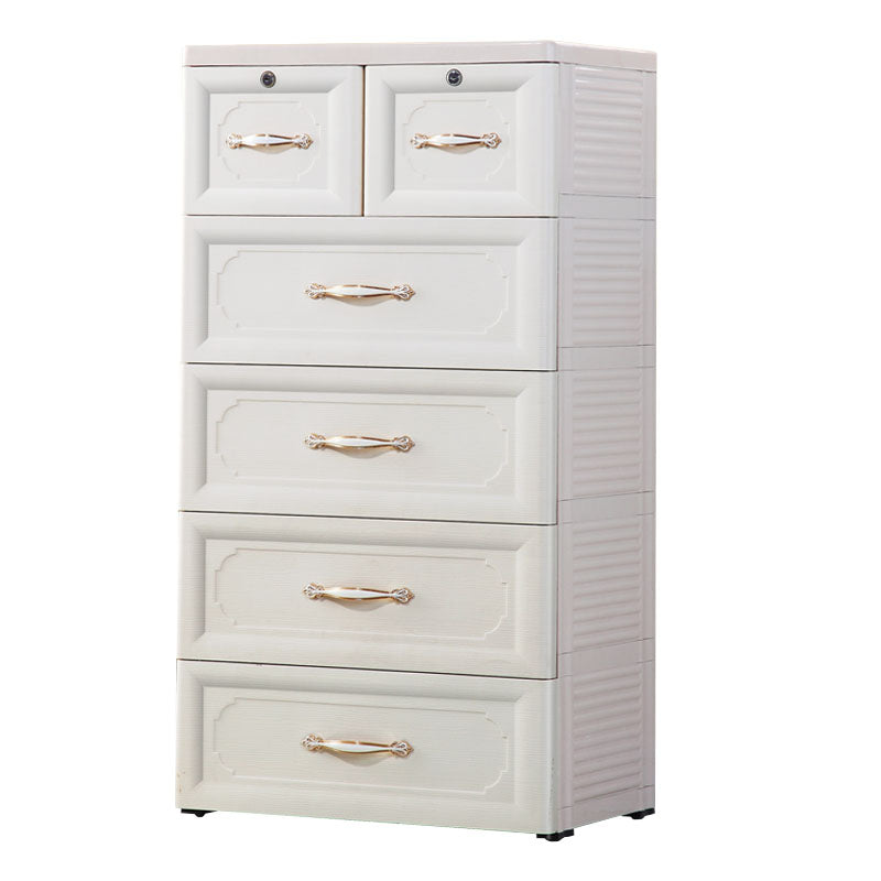 Contemporary Plastic Baby Dresser Vertical Kids Furniture with Drawers