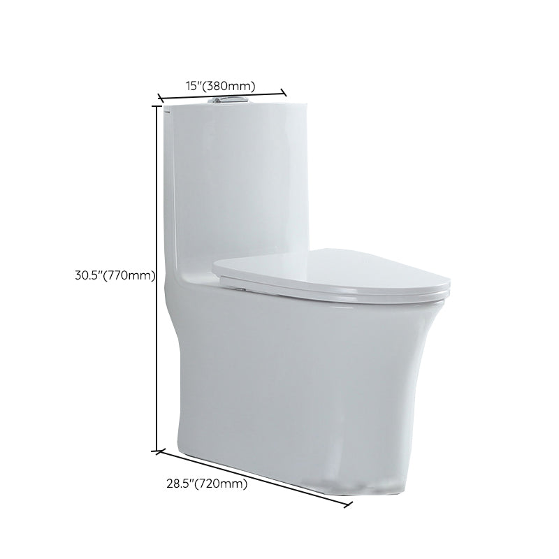 Traditional Ceramic Flush Toilet 1-Piece Toilet Bowl for Bathroom