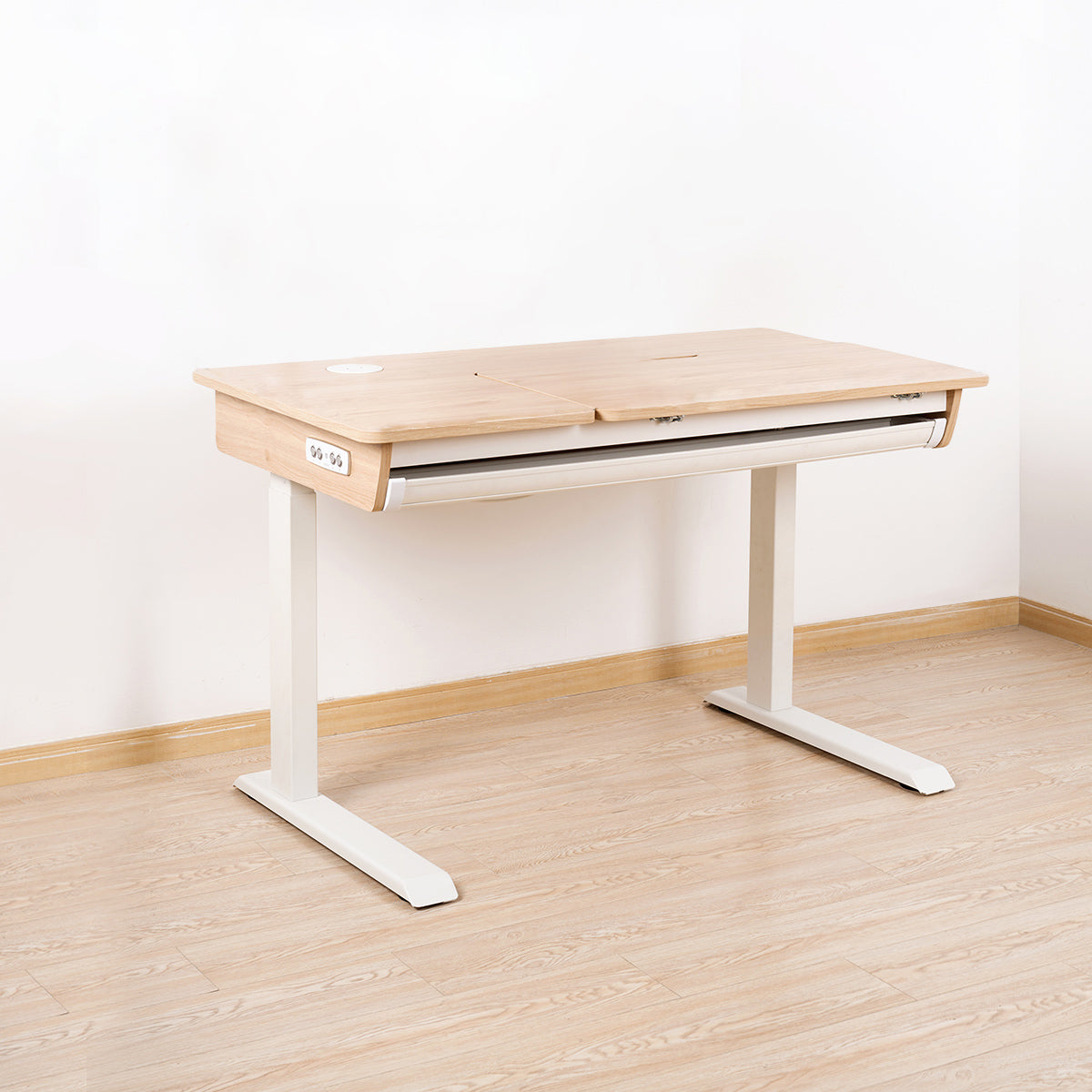 Adjustable Children's Desk with 1 Drawers in Solid Wood Standing Desk