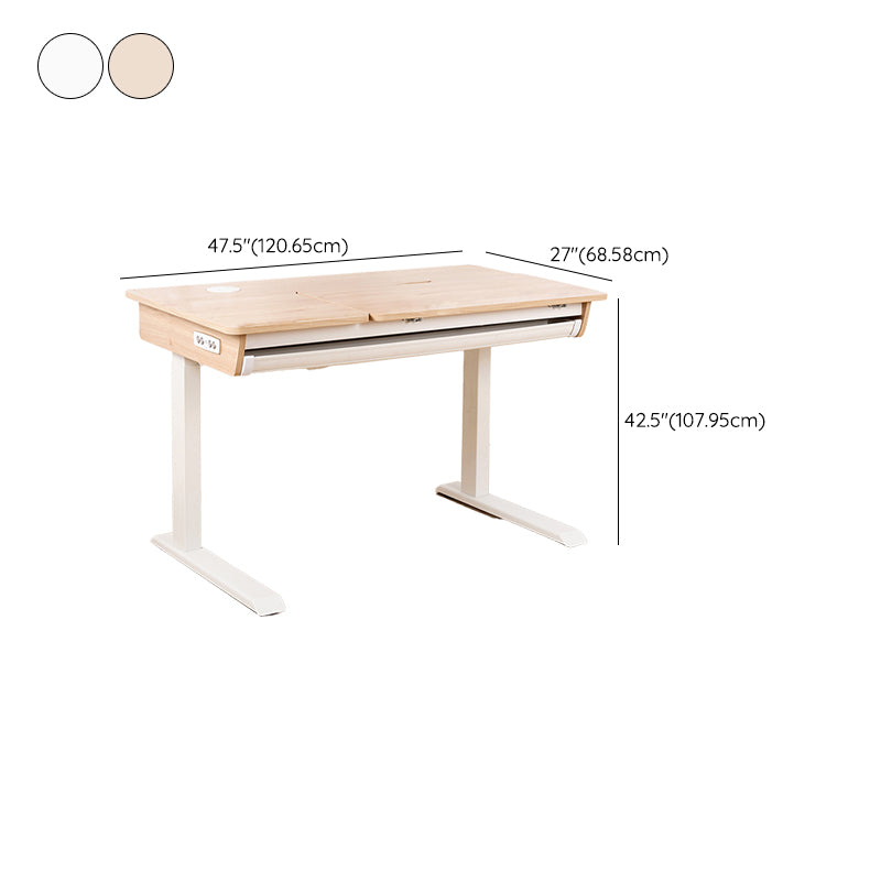 Adjustable Children's Desk with 1 Drawers in Solid Wood Standing Desk