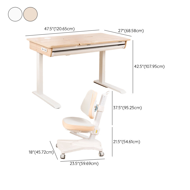 Adjustable Children's Desk with 1 Drawers in Solid Wood Standing Desk